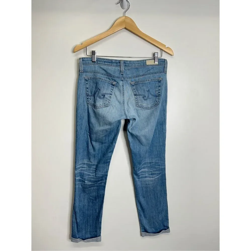 Adriano‎ Goldschmied Cigarette Roll-up Light Wash Distressed Jeans Size 27R